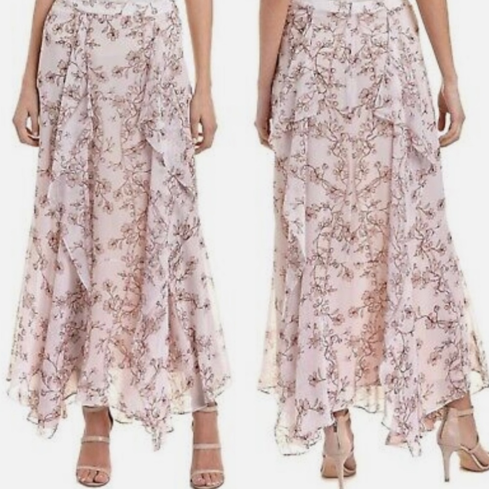 NWT BCBGMAXAZRIA “Amalli” Bare Pink Long Drape Front Skirt Size 6